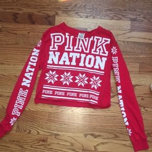 Pink snowflake cropped long sleeves never worn.